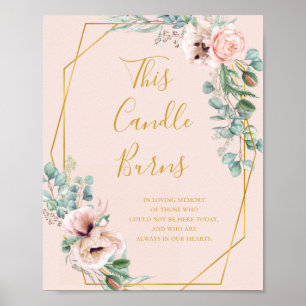 Affiche Cette bougie brûle Signe Élégant Floral Pastel Ros