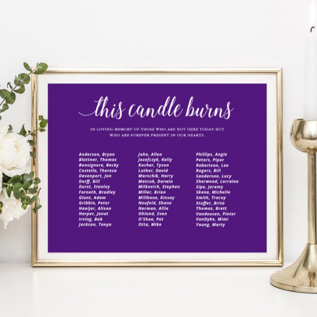 Affiche Cette bougie violette brûle Réunion de classe Mémo (Créateur téléchargé)