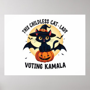 Affiche Cette Femme Sans Enfant Votant Kamala Halloween
