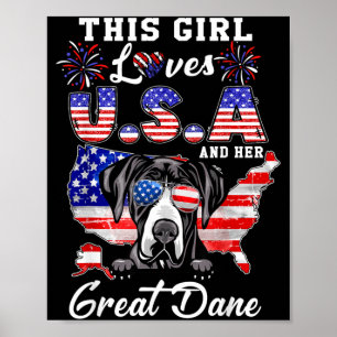 Affiche Cette fille aime les États-Unis et le Grand Danois