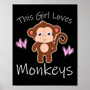 Affiche Cette Fille Aime Les Singes Drôle Citation Mignonn