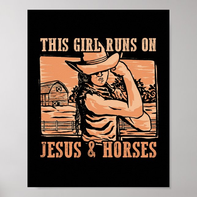 Affiche Cette Fille Passe Sur Jésus Et Chevaux Cowboy Rode (Devant)