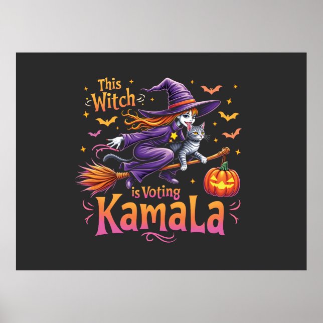 Affiche Cette sorcière vote Kamala Cat Lady Harris (Devant)