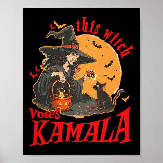 Affiche Cette Sorcière Vote Kamala Witchy Halloween fémini (Devant)