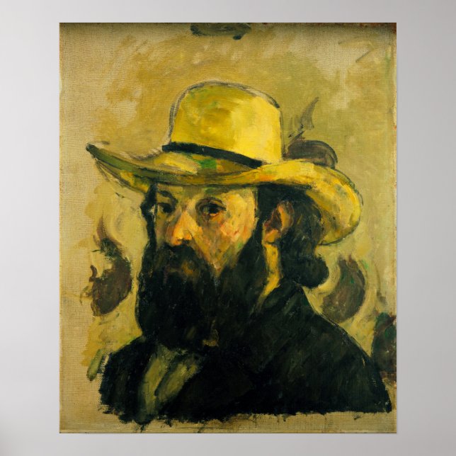 Affiche Cézanne - Autoportrait dans un Casquette de paille (Devant)