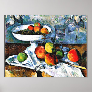 Affiche Cezanne - Compotier, verre et pomme