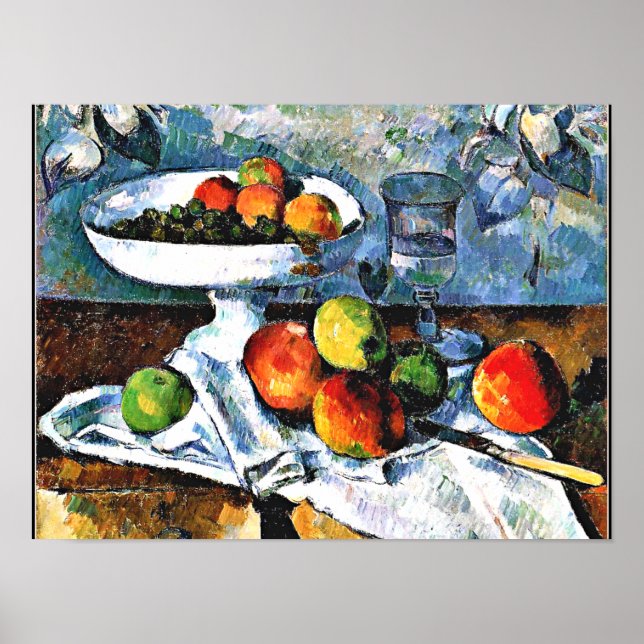Affiche Cezanne - Compotier, verre et pomme (Devant)