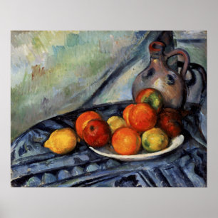 Affiche Cézanne - Fruits et un pichet sur une table