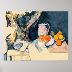 Affiche Cezanne - Rideau et fruits