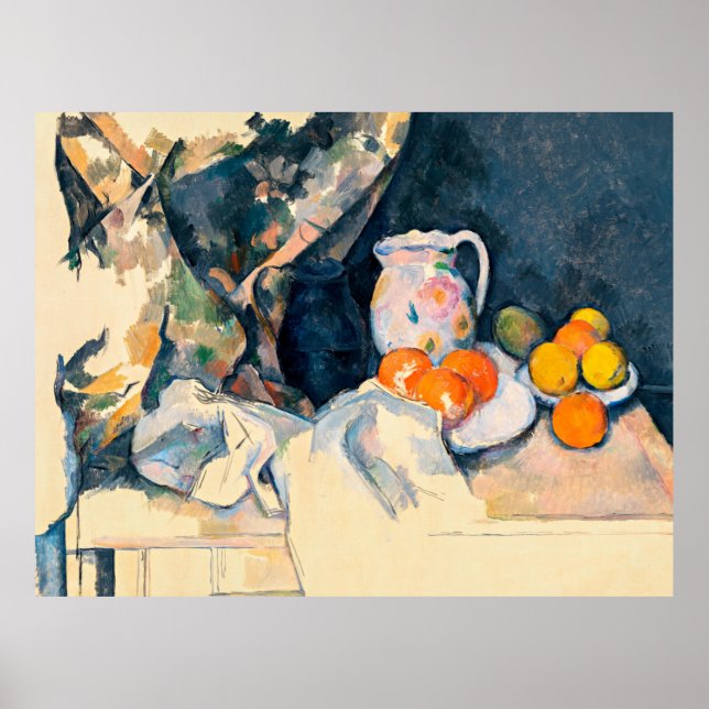 Affiche Cezanne - Rideau et fruits (Devant)