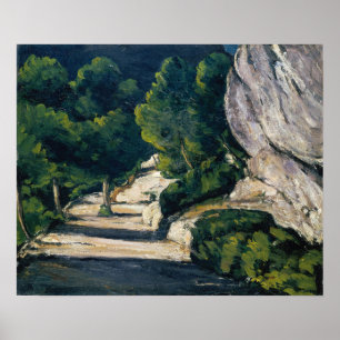 Affiche Cézanne - Route avec des arbres dans les montagnes