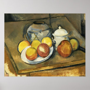 Affiche Cézanne - Vase, Sucrier et Pommes