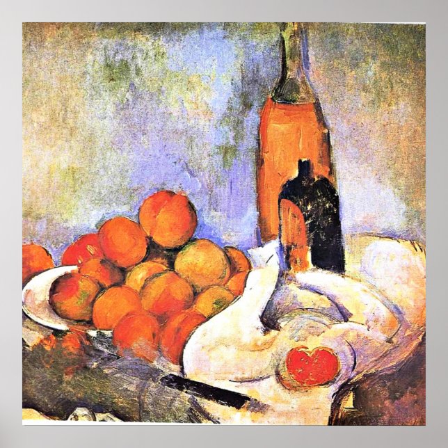 Affiche Cezanne - Vie morte avec bouteilles et pommes (Devant)