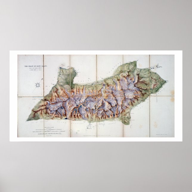 Affiche Chain of Mont Blanc, from an actual survey in (Devant)