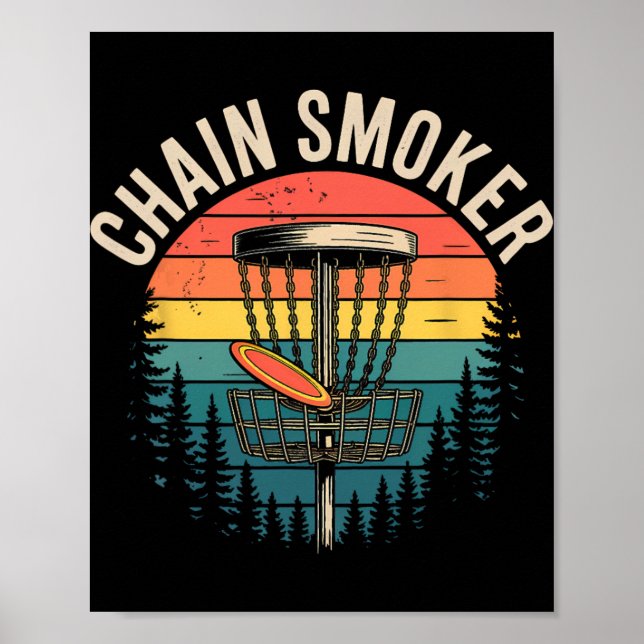 Affiche Chain Smoker Funny Disc Golf Tree Chains Frisbee M (Devant)