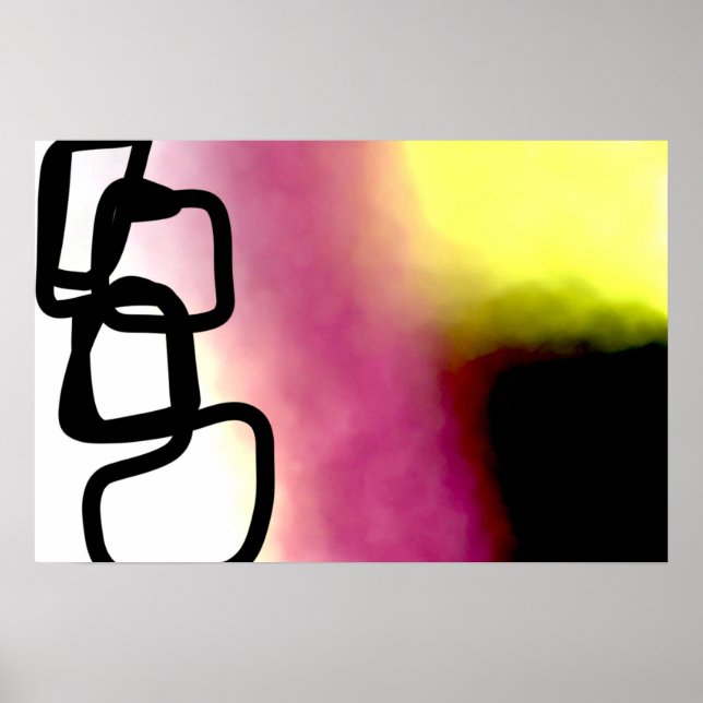 Affiche Chaîne de blocage : Abstrait rose, jaune, noir et  (Devant)