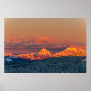 Affiche Chaîne de montagne orangée