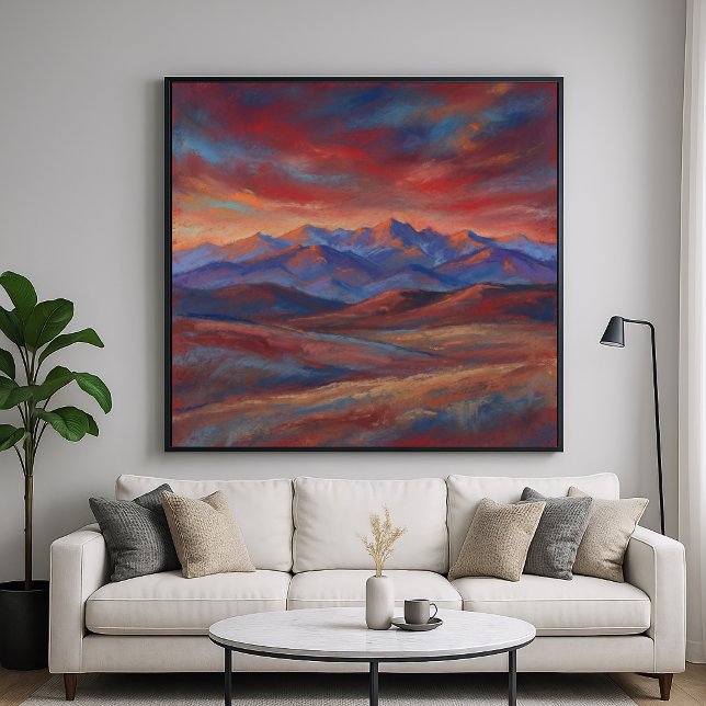 Affiche Chaîne de Montagnes Pastel - Style Impressionniste (Créateur téléchargé)