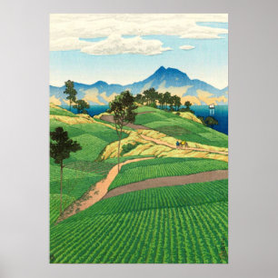 Affiche Chaîne de Onsen vue d'Amakusa Kawase Hasui 1922