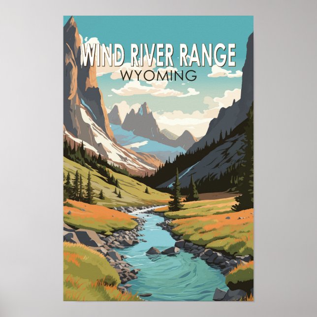 Affiche Chaîne de Wind River Wyoming Voyage Art Rétro (Devant)