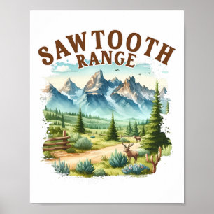 Affiche Chaîne dentelée Idaho Voyage Nature Montagne Explo