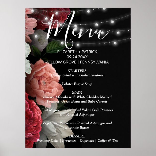 Affiche Chaîne florale bordeaux (Devant)