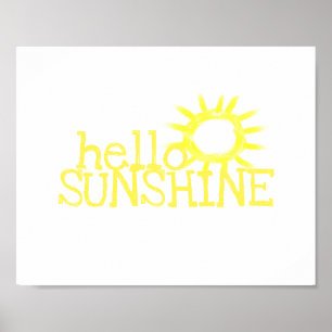 Affiche chaise ludique bonjour soleil citation jaune et bl