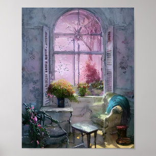 Affiche Chaise vintage sous la fenêtre