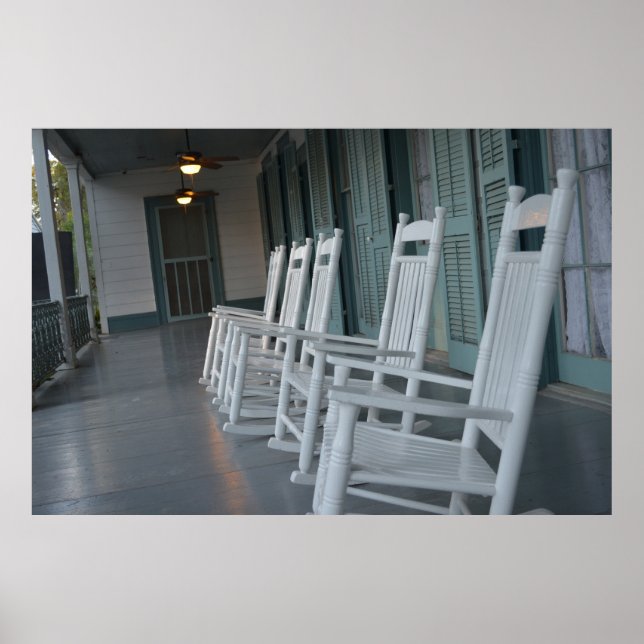 Affiche Chaises à bascule blanches du sud (Devant)