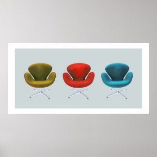 Affiche Chaises de cygne modernes du milieu du siècle