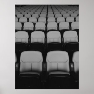 AFFICHE CHAISES DE THÉÂTRE BLANC ET NOIR VACANTES SANS POU