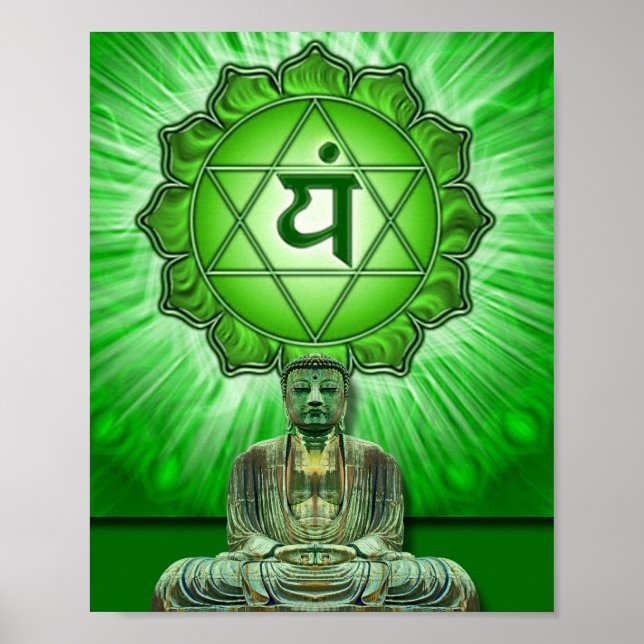 Affiche Chakra du coeur et Bouddha (Devant)