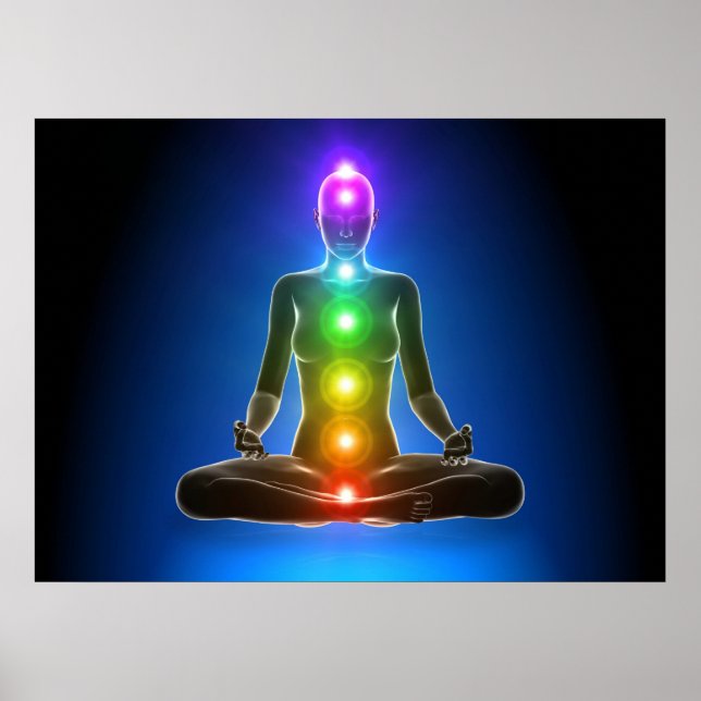 Affiche chakra, sept chakras, système énergétique, symbole (Devant)