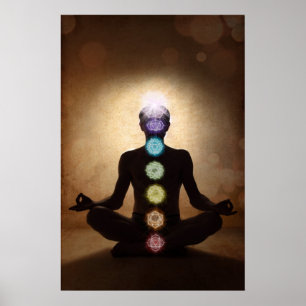 Affiche chakra, sept chakras, système énergétique, symbole