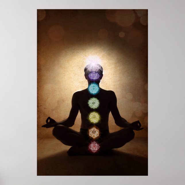 Affiche chakra, sept chakras, système énergétique, symbole (Devant)
