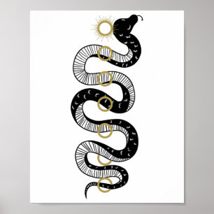 Affiche Chakra Serpent Soleil Vintage Kundalini Hindouisme