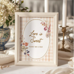Affiche Chalet Amour d'Automne Gingham L'Amour est Doux