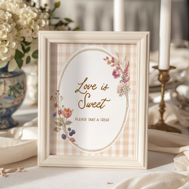 Affiche Chalet Amour d'Automne Gingham L'Amour est Doux (Créateur téléchargé)