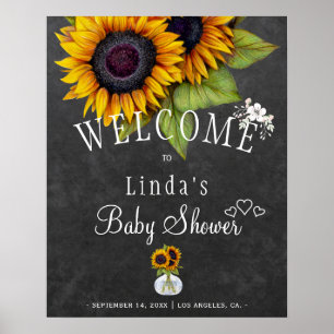 Affiche Chalet de tournesol baby shower d'automne