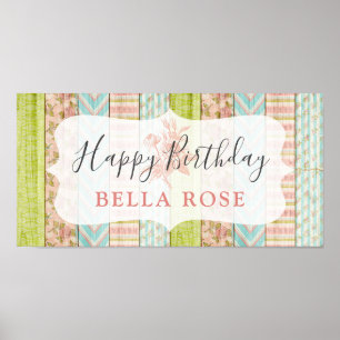 Affiche Chalet rose rose rose rose bébé fille Joyeux anniv