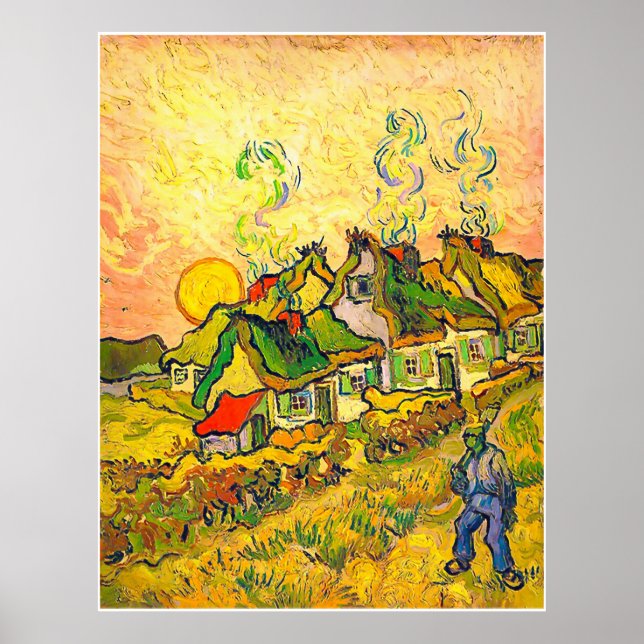 Affiche Chalets à chaume au soleil (van Gogh) (Devant)