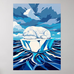 Affiche Chaleur à l'ours polaire - Conception minimaliste