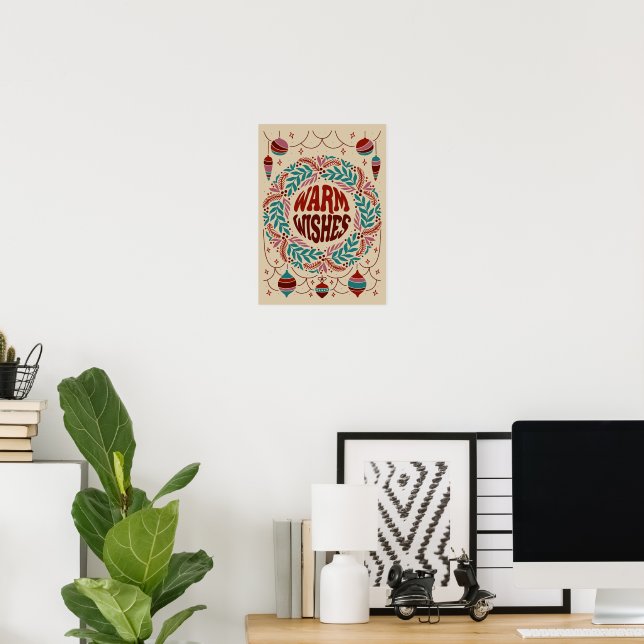 Affiche Chaleureux Voeux Élégant Vintage Noël Whimsy (Bureau à domicile)