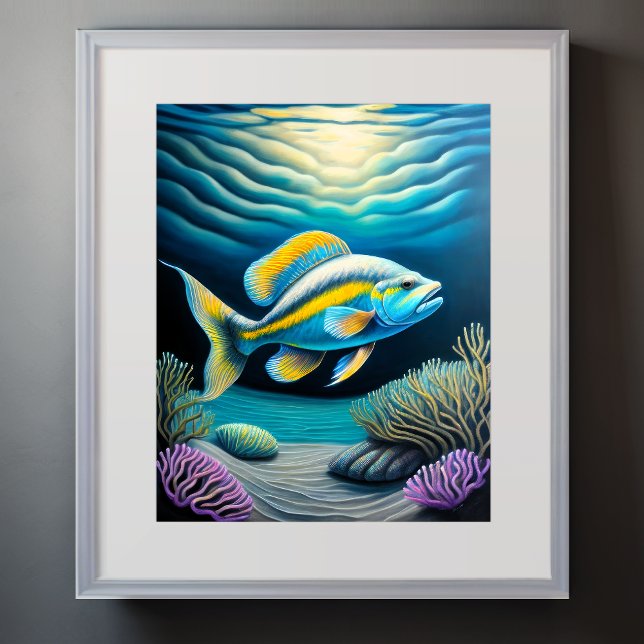 Affiche Chalk coloré Dessin Reef Poisson II (Créateur téléchargé)