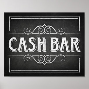 Affiche Chalk Style CASH BAR Sign Print