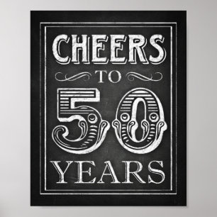 Affiche Chalk Style CHEERS TO 50 YEARS Sign Print