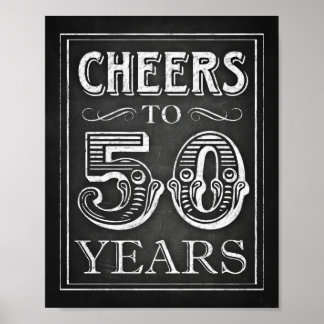 Affiche Chalk Style CHEERS TO 50 YEARS Sign Print
