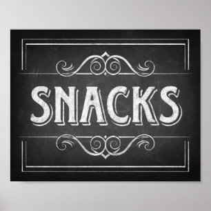Affiche Chalk Style SNACKS Sign Print