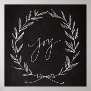 Affiche Chalkboard Art - Joy Wreath