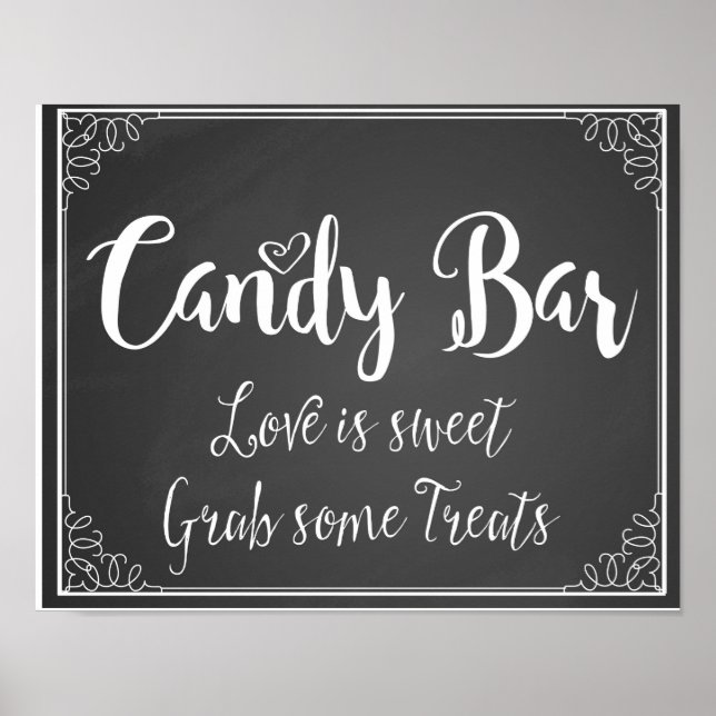 Affiche chalkboard Candy Bar Love is sweet wedding print (Devant)